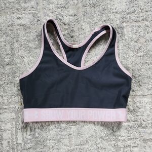Under Armour Charcoal and Light Pink Breast Cancer Sports Bra Size Medium